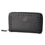 COACH(コーチ) 12172 Qb/Black(QB/BK) ラッカー リベット スタッズ付 ラウンドファスナー長財布 MEDIUM ZIP AROUND