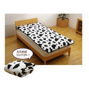 敷きパッド シングル 寝具 牛柄 アニマル柄 サンゴマイヤー 『ウッシーS IT』 ホワイト 約100×205cm