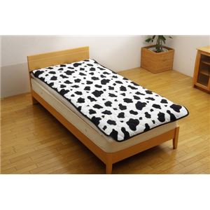 敷きパッド シングル 寝具 牛柄 アニマル柄 サンゴマイヤー 『ウッシーS IT』 ホワイト 約100×205cm