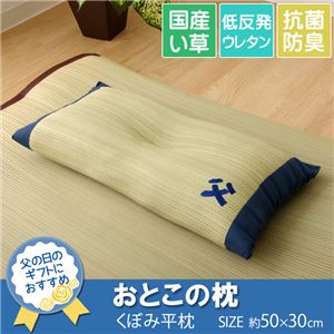 枕 まくら い草枕 消臭 ピロー 国産 『おとこの枕 くぼみ平枕』 約50×30cm 中材:低反発ウレタンチップ