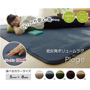 ラグマット カーペット 2畳 低反発 抗菌 防臭 無地 『低反発プレージュIT』 アイボリー 約185×185cm (ホットカーペット対応)