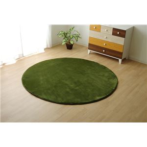 ラグマット カーペット 円形 低反発 抗菌 防臭 無地 『低反発プレージュIT』 グリーン 約185cm丸 (ホットカーペット対応)