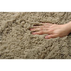 ラグマット カーペット 3畳 シャギー 無地 北欧 マイクロファイバー 『ミスティ―IT』 ベージュ 約200&times;250cm (ホットカーペット対応)
