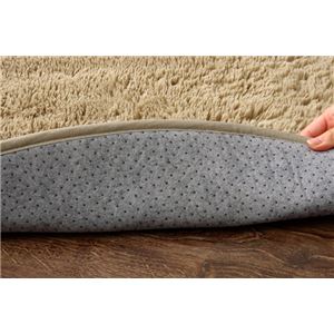 ラグマット カーペット 円形 シャギー 無地 北欧 マイクロファイバー 『ミスティ―IT』 ベージュ 約185cm丸 (ホットカーペット対応)