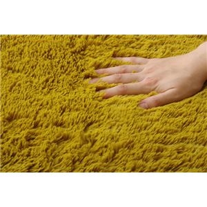 ラグマット カーペット 円形 シャギー 無地 北欧 マイクロファイバー 『ミスティ―IT』 イエロー 約185cm丸 (ホットカーペット対応)