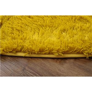 ラグマット カーペット 円形 シャギー 無地 北欧 マイクロファイバー 『ミスティ―IT』 イエロー 約185cm丸 (ホットカーペット対応)