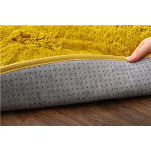 ラグマット カーペット 円形 シャギー 無地 北欧 マイクロファイバー 『ミスティ―IT』 イエロー 約185cm丸 (ホットカーペット対応)