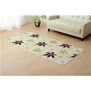 ラグマット カーペット 1畳 洗える 抗菌 防臭 無地 『WSプランタ』 グリーン 約92&times;185cm (ホットカーペット対応)