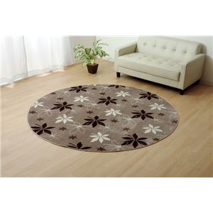 ラグマット カーペット 円形 洗える 抗菌 防臭 無地 『WSプランタ』 ブラウン 約185cm丸 (ホットカーペット対応)