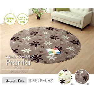 ラグマット カーペット 円形 洗える 抗菌 防臭 無地 『WSプランタ』 グリーン 約185cm丸 (ホットカーペット対応)