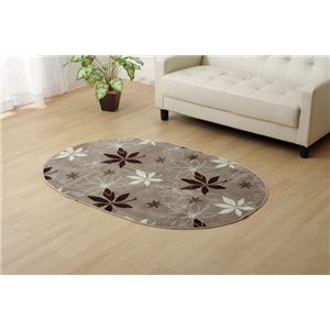 ラグマット カーペット だ円 洗える 抗菌 防臭 無地 『WSプランタ』 ブラウン 約100&times;140cm楕円 (ホットカーペット対応)