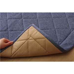 ラグマット カーペット 2畳 デニム調 ニットキルトラグマット 『アルバ2IT』 ブルー 約190&times;190cm ホットカーペット対応