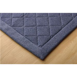ラグマット カーペット 3畳 デニム調 ニットキルトラグマット 『アルバ2IT』 ブルー 約190&times;240cm ホットカーペット対応