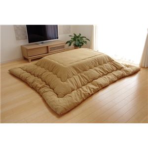 こたつ布団 長方形 掛け単品 つむぎ調 『先染めつむぎIT』 ベージュ 約205&times;285cm(厚掛けタイプ) 
