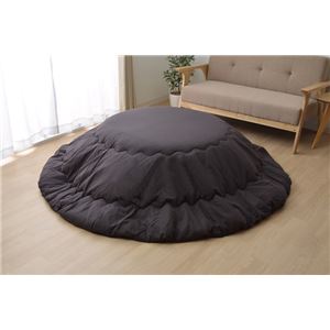 こたつ布団 丸型 円形 掛け単品 つむぎ調 『先染めつむぎIT』 ブラック 約205cm丸(厚掛けタイプ)