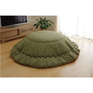 こたつ布団 丸型 円形 掛け単品 つむぎ調 『先染めつむぎIT』 グリーン 約225cm丸(厚掛けタイプ)