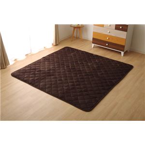 こたつ敷布団 正方形 キルトラグ ラグマット カーペット 無地 フランネル 『17フランIT 抗菌防臭』 ブラウン 約145&times;145cm(ホットカーペット対応)
