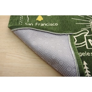 玄関マット フロアマット 洗える ギャベ柄 『ルート』 グリーン 約50×80cm 滑りにくい加工