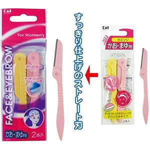 貝印 ストレート刃顔・眉折畳みカミソリ2本入 012552 【30個セット】 21-065