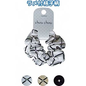 ラメドットチェック柄シュシュ 281 【12個セット】 27-281