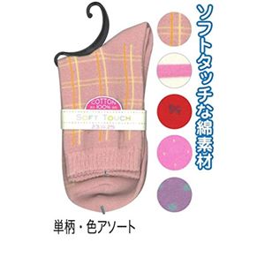 婦人 綿100柄入ソックス単柄・色アソート32042S 47-251【10個セット】