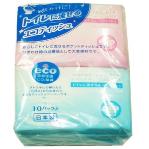 トイレに流せるエコティシュ10P 色アソート【10個セット】 WP-288