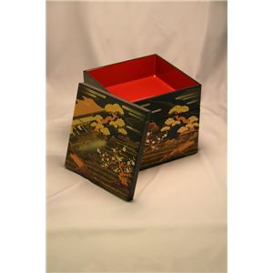 KT2047 山水蒔絵6.5三段重黒 【Kaze-ya style・北市漆器店 】