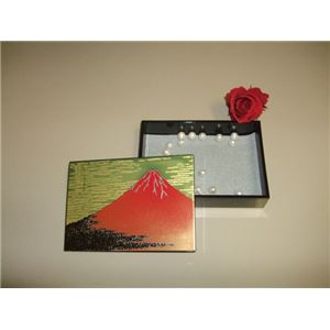 KT2091 長角小箱 黒 赤富士 【Kaze-ya style・北市漆器店 】