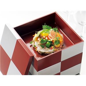 KZ2319 市松4.0三段重（銀朱） 【Kaze-ya style・北市漆器店 】