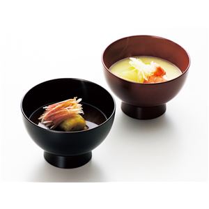 KZ2468 手塗うるしペア3.6あつあつみそ汁椀（溜・朱） 【Kaze-ya style・北市漆器店 】