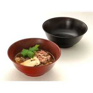 KZ2550 レンジ刷毛目ペアラーメン鉢（黒・銀朱）（風呂敷包） 【Kaze-ya style・北市漆器店 】