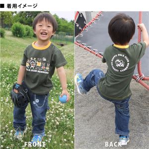 子供服 カラーオレンジ 3can4on プリント半袖Tシャツ サイズ90cm