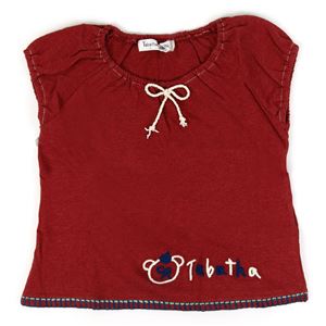 子供服 カラーオフホワイト Tabatha CRAYON リボン付ステッチTシャツ サイズ90cm