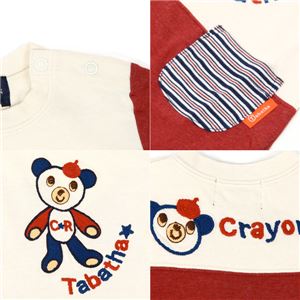 子供服 カラーホワイト&ブルー Tabatha CRAYON 刺繍半袖ワンピース サイズ80cm