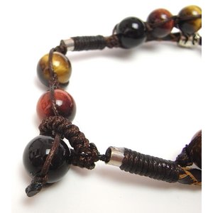 レザー＆天然石2連ブレスレット/タイガーアイ