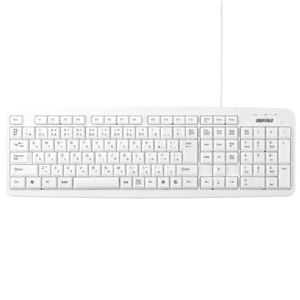 【訳あり・在庫処分】 バッファロー（サプライ） USB接続 有線スタンダードキーボード ホワイト BSKBU18WH