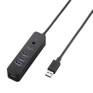 エレコム USB3.0ハブ/ケーブル直生え/セルフパワー/マグネット/4ポート/ブラック U3H-T410SBK