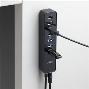 エレコム USB3.0ハブ/マグネット付/セルフパワー・バスパワー共用/7ポート/ブラック U3H-T706SBK