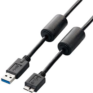 エレコム フェライトコア付きUSB3.0ケーブル(A-microB)/1.0m/ブラック USB3-AMBF10BK