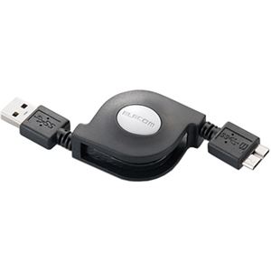 エレコム 巻き取りUSB3.0ケーブル(A-microB)/0.7m/ブラック USB3-AMBRL07BK