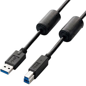 エレコム フェライトコア付きUSB3.0ケーブル(A-B)/2.0m/ブラック USB3-BF20BK
