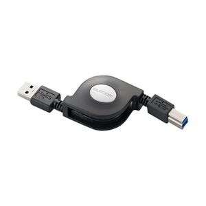 エレコム 巻き取りUSB3.0ケーブル(A-B)/0.7m/ブラック USB3-RL07BK