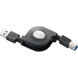 エレコム 巻き取りUSB3.0ケーブル(A-B)/0.7m/ブラック USB3-RL07BK