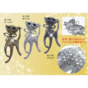 キラキラスリムキャットブローチ/ゴールド