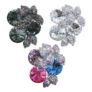 大粒クリスタルブローチ/グリーン