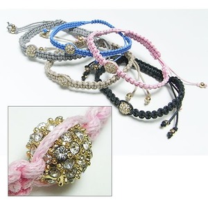 クリスタルボール付コードブレス（ピンク）