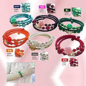 カラフル3連ローズチャームブレスレット/ホワイト