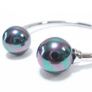 キューブ付フリーサイズバングル/ブラックパール