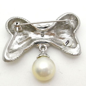 Iパール＆ぷっくりリボンブローチ（ホワイトパール）