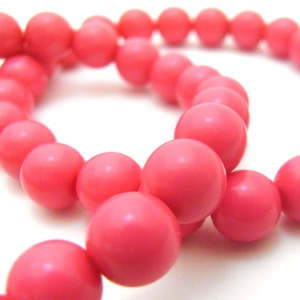 パステルビーズブレスレット(2本セット)チェリーレッド